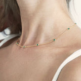 Peafowl necklace Green Zircon